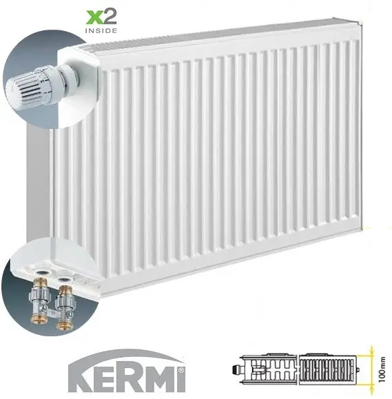 Tērauda apkures radiators KERMI KV22-600*900, apakšas KREISAIS pieslēgums, FTV
