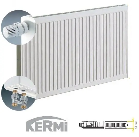 Tērauda apkures radiators KERMI KV11-400*500, apakšas KREISAIS pieslēgums, FTV