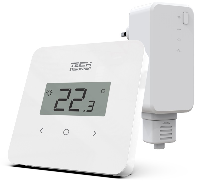 TECH Istabas termostats EU-T-2.2, bezvadu, ar mitruma sensoru, balts
