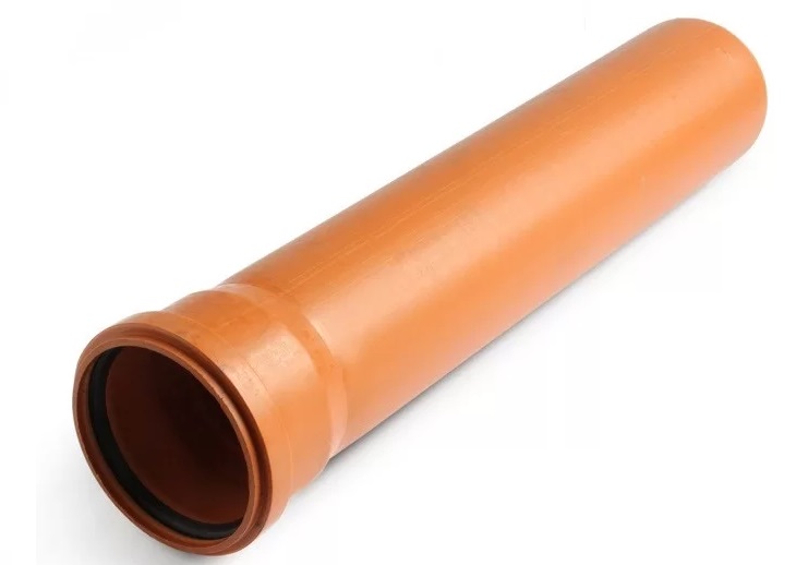 Канализационная наружная труба Ø100, 0.5 м, SN8, оранжевая