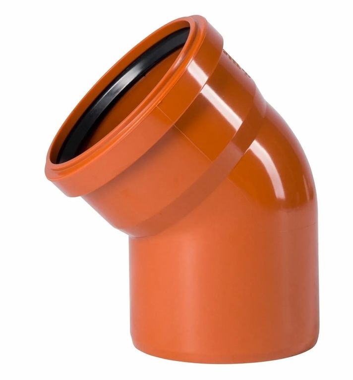 Отвод наружной канализации Ø160, 45 градусов, оранжевый