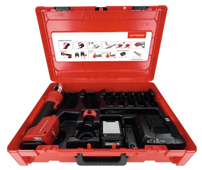 Preses komplekts (hibrīdpresēšanas iekārta) ROMAX NANO ar lādētāju un akumulātoru, ROTHENBERGER, 1000005042