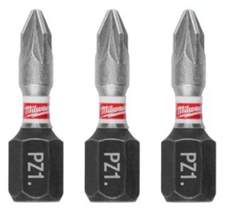 Skrūvgrieža uzgaļu komplekts SHOCKWAVE IMPACT DUTY™, PZ 1, 25 mm, 3 gb., Milwaukee, 4932500355
