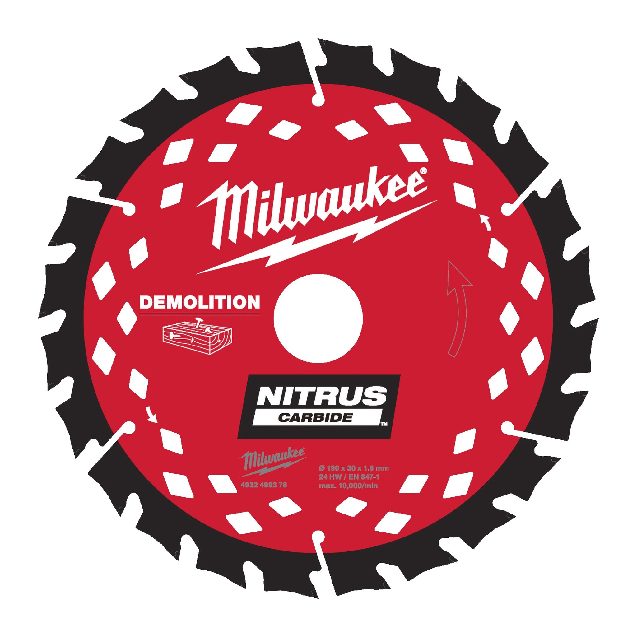 NITRUS диск для пилы, 190 x 30 x 1.6 x 24 ATB, CSB P WD, Milwaukee, 4932499376