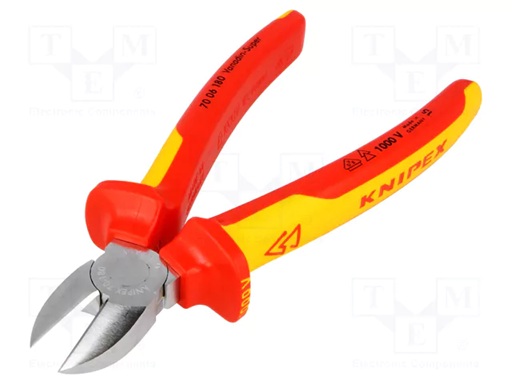 Elektriķu sānu knaibles 180 mm, ar divkomponentu dielektriskiem rokturiem (VDE), 1000 V, Knipex, 7006180