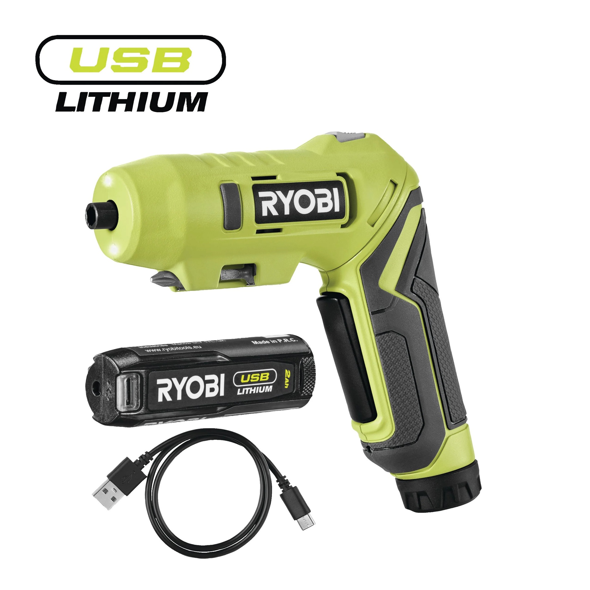 USB Lithium™ шуруповерт c поворотной ручкой RSDP4-120G, 4 B, 5 Нм, Ryobi, 4892210222145