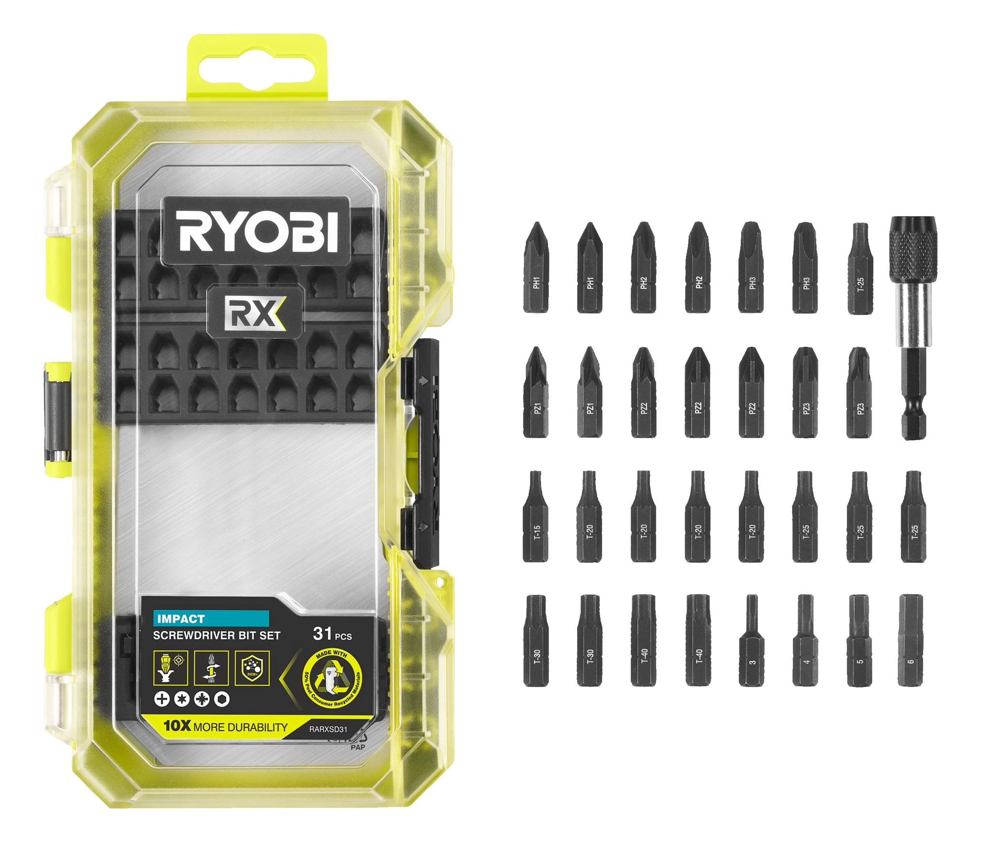 Набор насадок (бит) RARXSD31,  31 шт., 5132006637, Ryobi