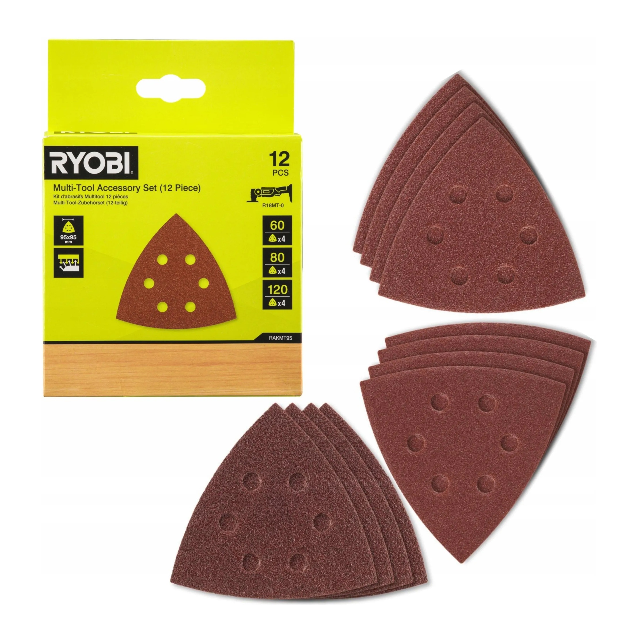 Набор наждачной бумаги для многофункционального инструмента, RAKMT95, 12 шт., 5132006104, Ryobi