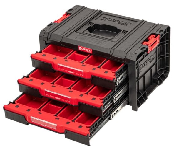 Ietilpīga instrumentu kaste ar 3 atvilknēm System PRO Drawer 3 Toolbox Expert, QBRICK
