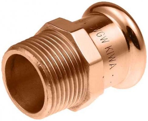 Presējamā kapara pāreja ar ārējo vītni (PAV) D22x1'', GAS, KAN-therm, 2263045006