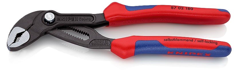 Ūdenssūkņu knaibles COBRA 180 mm, daudzkomponentu rokturi, KNIPEX, 8702180