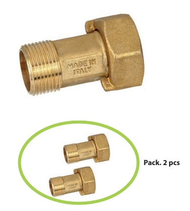 Ūdens skaitītāja savienojums DN25, 1'' M x 1'1/4'' F, BUGATTI, 2 gab., 01520003