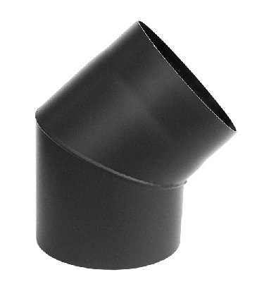 Черный, стальной отвод для дымохода 45°, Ø120