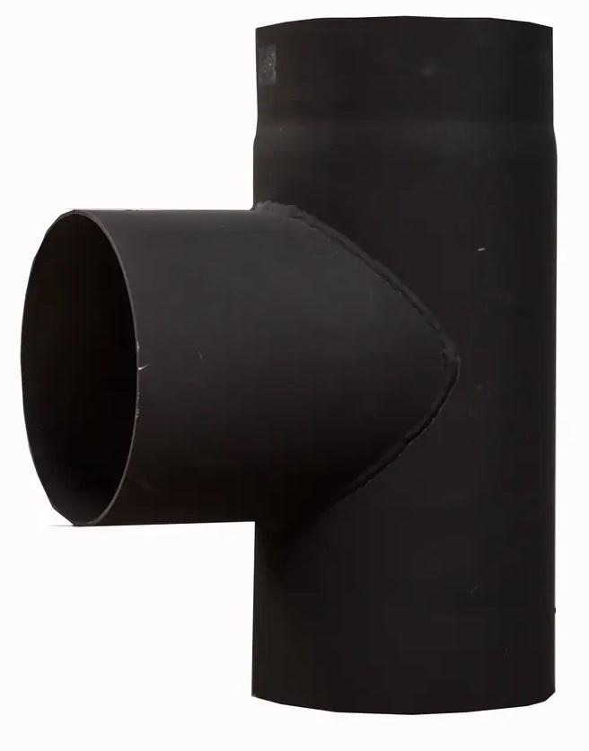 Черный, стальной тройник для дымохода 90˚,  Ø120