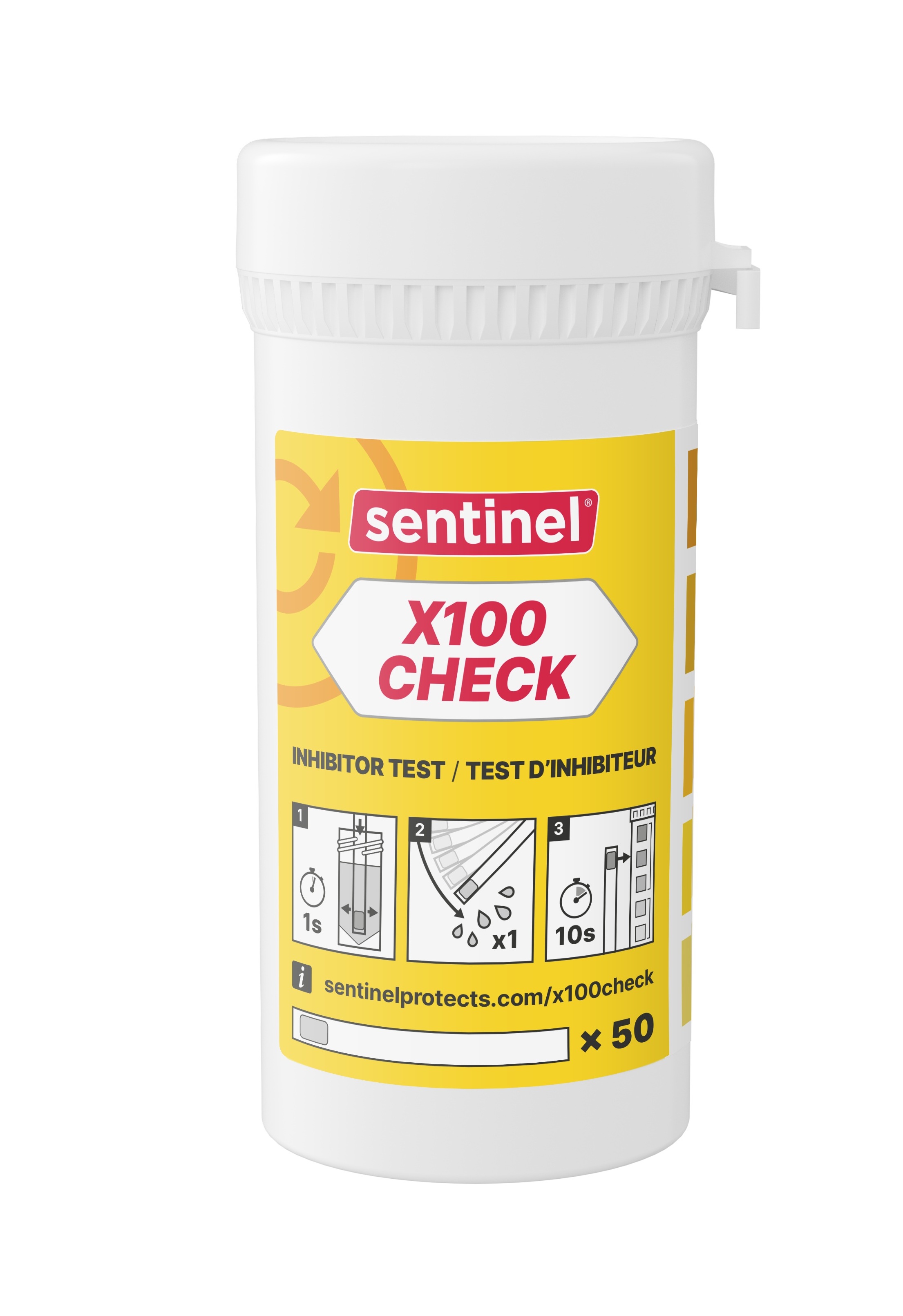 Ātrās koncentrācijas pārbaudes strēmeles X100 Check, 50 gb., SENTINEL, X100CHECK-EXP
