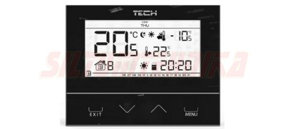 Istabas termostats TECH EU-292 V2, programmējams, bezvadu, bezpotenciāla, melns