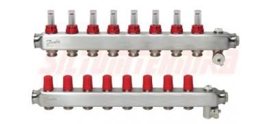 Комплект коллекторов из нержавеющей стали SSM-8F, с расходомерами, 8 контуров, DANFOSS, 088U0758