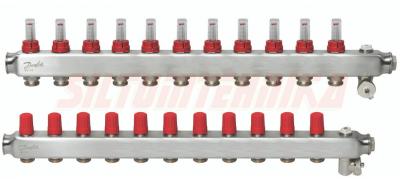 Nerūsējošā tērauda grīdas apkures kolektors SSM-11F, ar plūsmas mērītājiem, DANFOSS, 088U0761