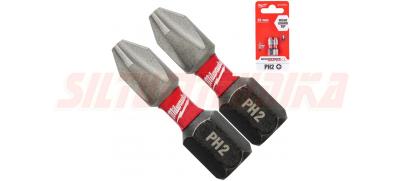 Skrūvgrieža uzgaļu komplekts SHOCKWAVE IMPACT DUTY™, PH 2, 25 mm, 2 gb., Milwaukee, 4932430852