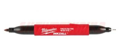 Двусторонний маркер INKZALL™ (особо тонкий точечный наконечник/тонкий точечный наконечник), черный, Milwaukee, 4932501154