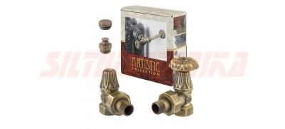 Бронзовый комплект подключения ARTISTIC 1/2' x 1/2', 90°, CARLO POLETTI, KV673-67410