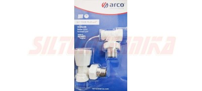 Комплект для подключения полотенцесушителя, ARCO TEIDE 1/2'', угловой, белый