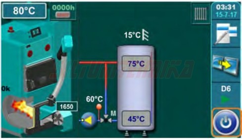 Centrometal granulu deglis CPPL 70-90 kW ar automātiku CPREG Touch, komplekts